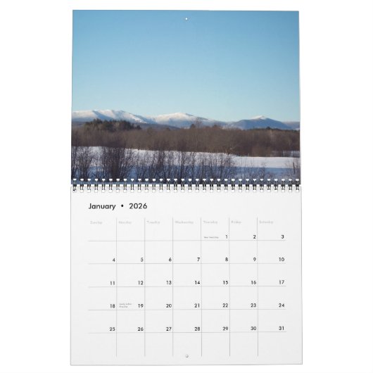 2012 vues de calendrier du Maine (Jan 2026)