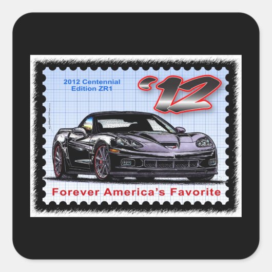 2012 Z06 Centennial Edition Corvette Vierkante Sticker (Voorkant)
