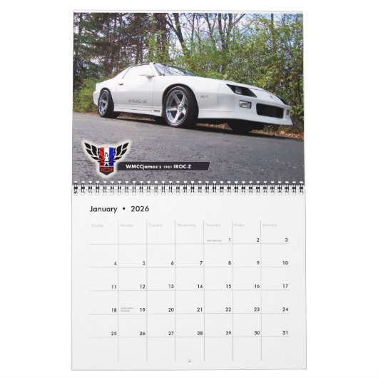 2013 calendrier du Michigan FBody - janvier à mars (Jan 2026)