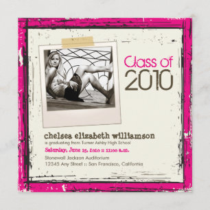 2013 Grunge Afstudeeraankondiging (roze) Aankondiging