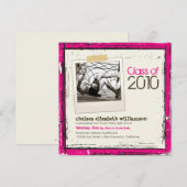 2013 Grunge Afstudeeruitnodiging (roze) Aankondiging (Voorkant / Achterkant)