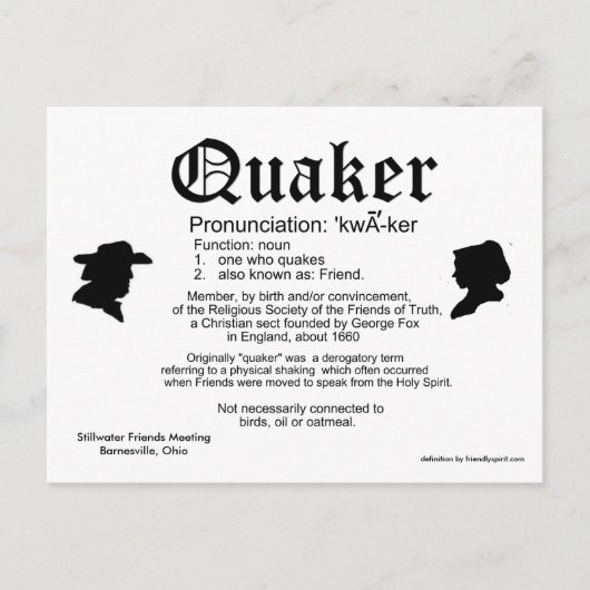 2013 Mini Calendar Definition of a Quaker Briefkaart (Voorkant)