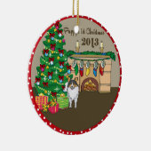 2013 Sheltie Puppys Eerste Kerstmis Keramisch Ornament (Rechts)