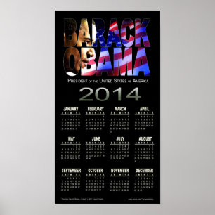2014 Barack Obama Cutout Calendar   zwart Poster