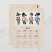 2014 Edwardian Mode Pocket Calendar Briefkaart (Voorkant / Achterkant)