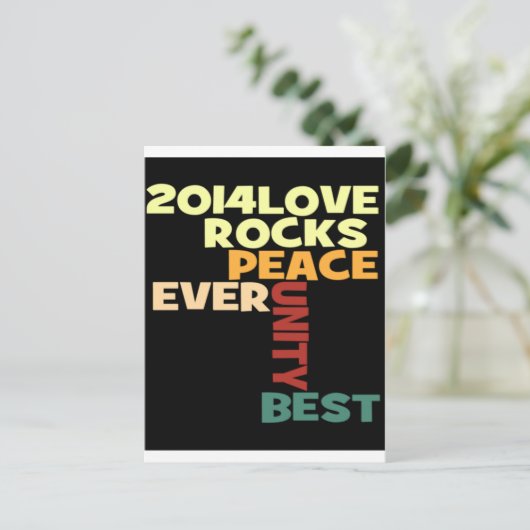 2014 Love Rocks Peace Art Print Briefkaart (Staand voorkant)