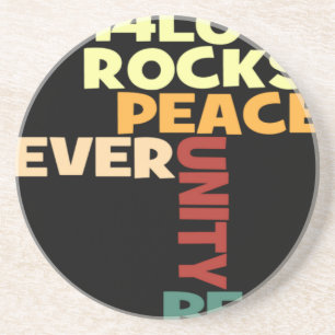 2014 Love Rocks Peace Art Print Zandsteen Onderzetter