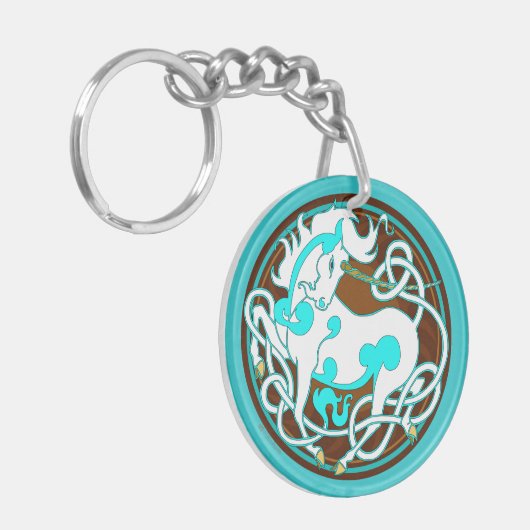 2014 Unicorn Two-Sided Sleutelhanger - White/Turqu (Voorkant Links)