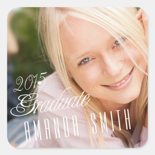 2015 Afstudeerder Girly Foto Afstuderen Stickers (Voorkant)