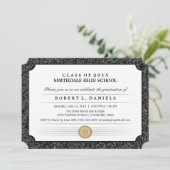 2015 Black & Grey Border Diploma Afstuderen Uitnod Kaart (Staand voorkant)