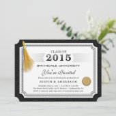 2015 Diploma Afstudeeruitnodiging Gouden Kwast Hoe Kaart (Staand voorkant)