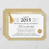 2015 Diploma Afstuderen Gold Border & Gold Tassel Kaart (Voorkant / Achterkant)