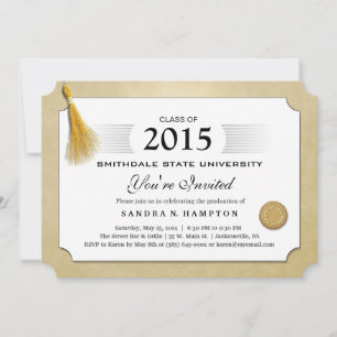 2015 Diploma Afstuderen Gold Border & Gold Tassel Kaart