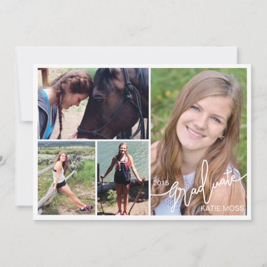 2015 Graduation Faire-part 4 Photo Rose (Devant)