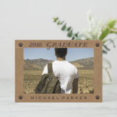 2016 Afstuderen bruin  lederen look en foto Kaart (Staand voorkant)