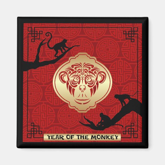 2016 Année du singe Carré Magnet (Devant)