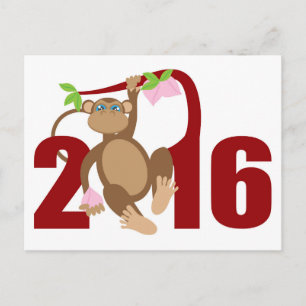 2016 Chinese Aap op Boom met Vruchten voor een lan Briefkaart