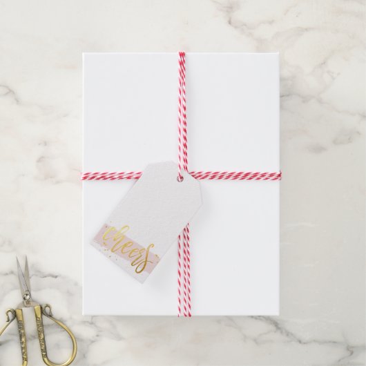 2016 HOLIDAY CHEERS handschrift goud roze Cadeaulabel (Met Touw)