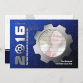 2016 invitation bleue et argentée d'obtention du (Devant / Derrière)