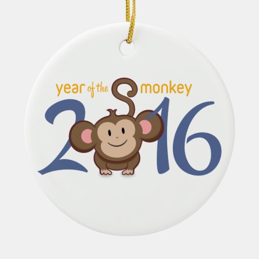 2016 Jaar van de aap Keramisch Ornament (Voorkant)