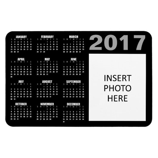 2017 Aangepaste fotokalender Magnet - Zwart Magneet (Horizontaal)