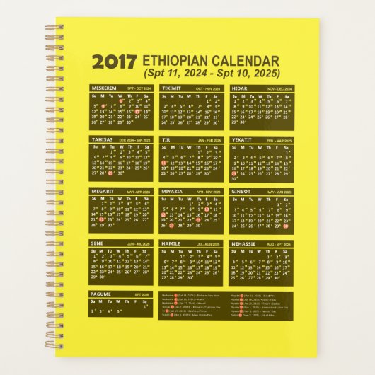 2017 Année civile éthiopienne 2024 et 2025 (Devant)