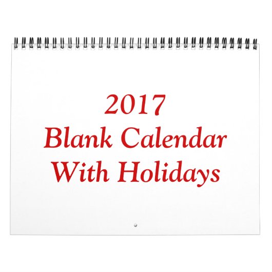 2017 Blanco Kalender Met Feestdagen En Rode Draad (Hoes)