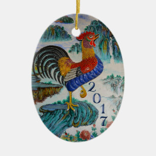 2017 Chinees jaar van de Rooster, optionele foto Keramisch Ornament