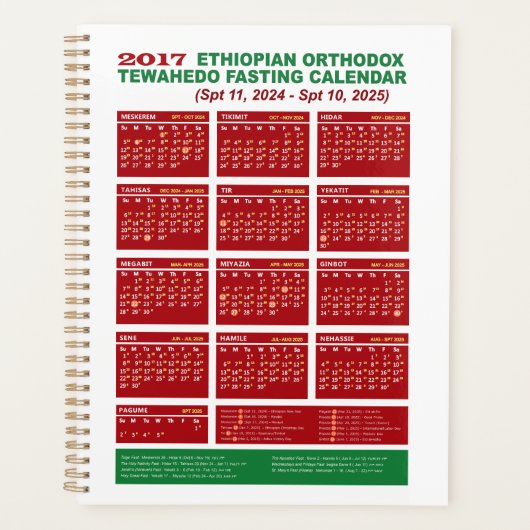 2017 Ethiopisch-orthodoxe vastenkalender 2024/25 Planner (Voorkant)