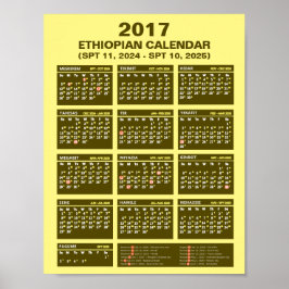 2017 Ethiopische kalender voor het jaar 2024 en 20 Poster