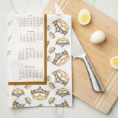 2017 Kalendergoudkroon tiara Kitchen Tea Towel Theedoek (Quarter Fold)