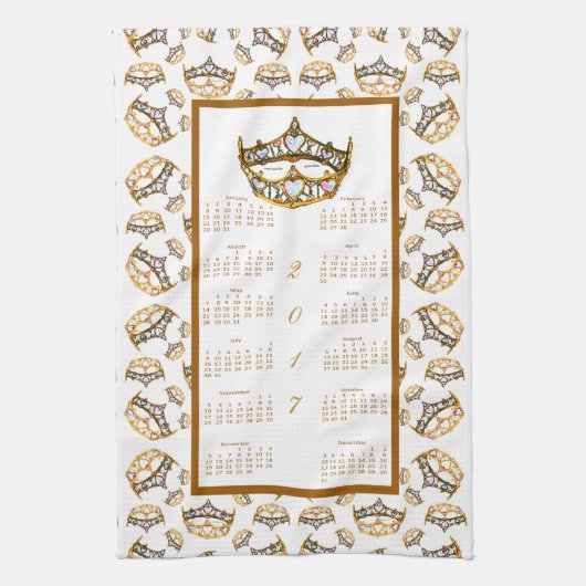 2017 Kalendergoudkroon tiara Kitchen Tea Towel Theedoek (Verticaal)