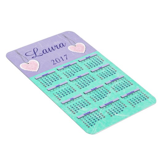 2017 Mini-calendrier violet et Turquoise Magnet (Côté Droit)
