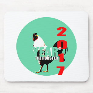 2017 Rooster Jaar in Groene Circle Mousepad Muismat