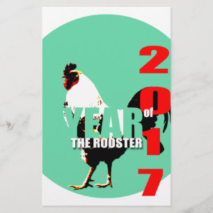 2017 Rooster-jaar in groene cirkel Briefpapier