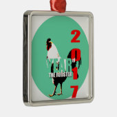 2017 Rooster Year in Green Circle S Ornament (Rechts)