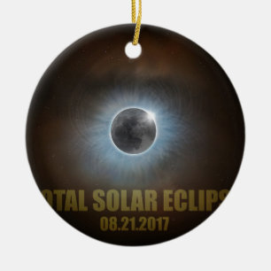 2017 Totaal zonnecrisis Corona-tekstkleur Keramisch Ornament