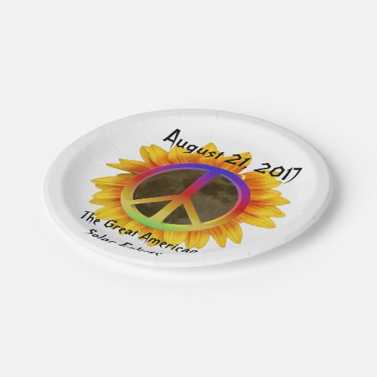 2017 Zonnebloem, zonnebloem en vredessymbool Papieren Bordje (Gekanteld)