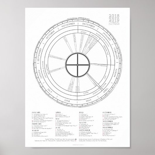 2018-2019: "Colour-the-Year Liturgical Calendar NE Poster (Voorkant)