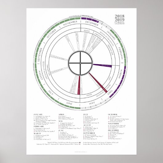 2018-2019 Moderne Liturgische Kalender Poster NIEU (Voorkant)