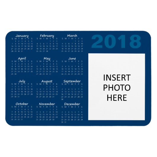 2018 Aangepaste fotokalender Magnet - Blauw Magneet (Horizontaal)