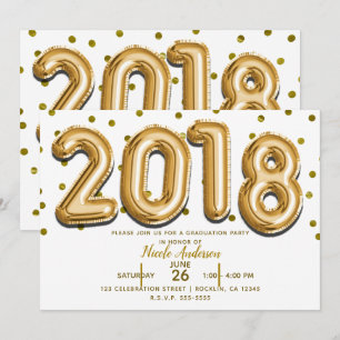 2018 AFSTUDEERFEEST Gouden Confetti Ballonnen Kaart