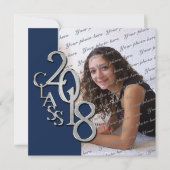 2018 Afstuderen Navy blauw en zilver Kaart (Voorkant)