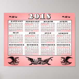 2018 All American Calendar Poster