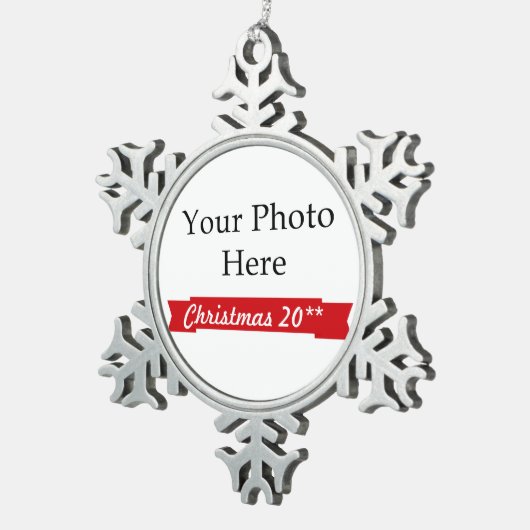 2018 ~ Creëer Uw eigen foto Tin Sneeuwvlok Ornament (Rechts)