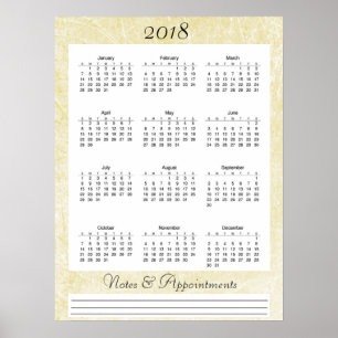 2018 Crèmekleurige kalenderposter Poster