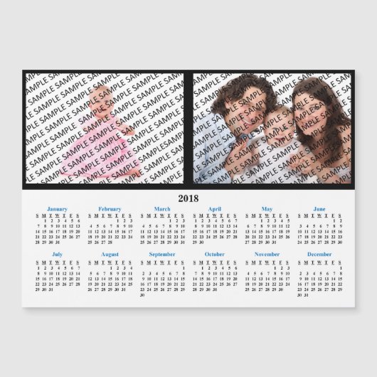 2018 Familieportret Aangepaste Kalender Magnet (Voorkant)