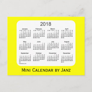 2018 Gele Mini Kalender van Janz Briefkaart