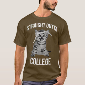 2018 Graduate Straight Outta College Cat  Funny Ki T-shirt