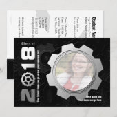 2018 invitation noire et argentée d'obtention du (Devant / Derrière)